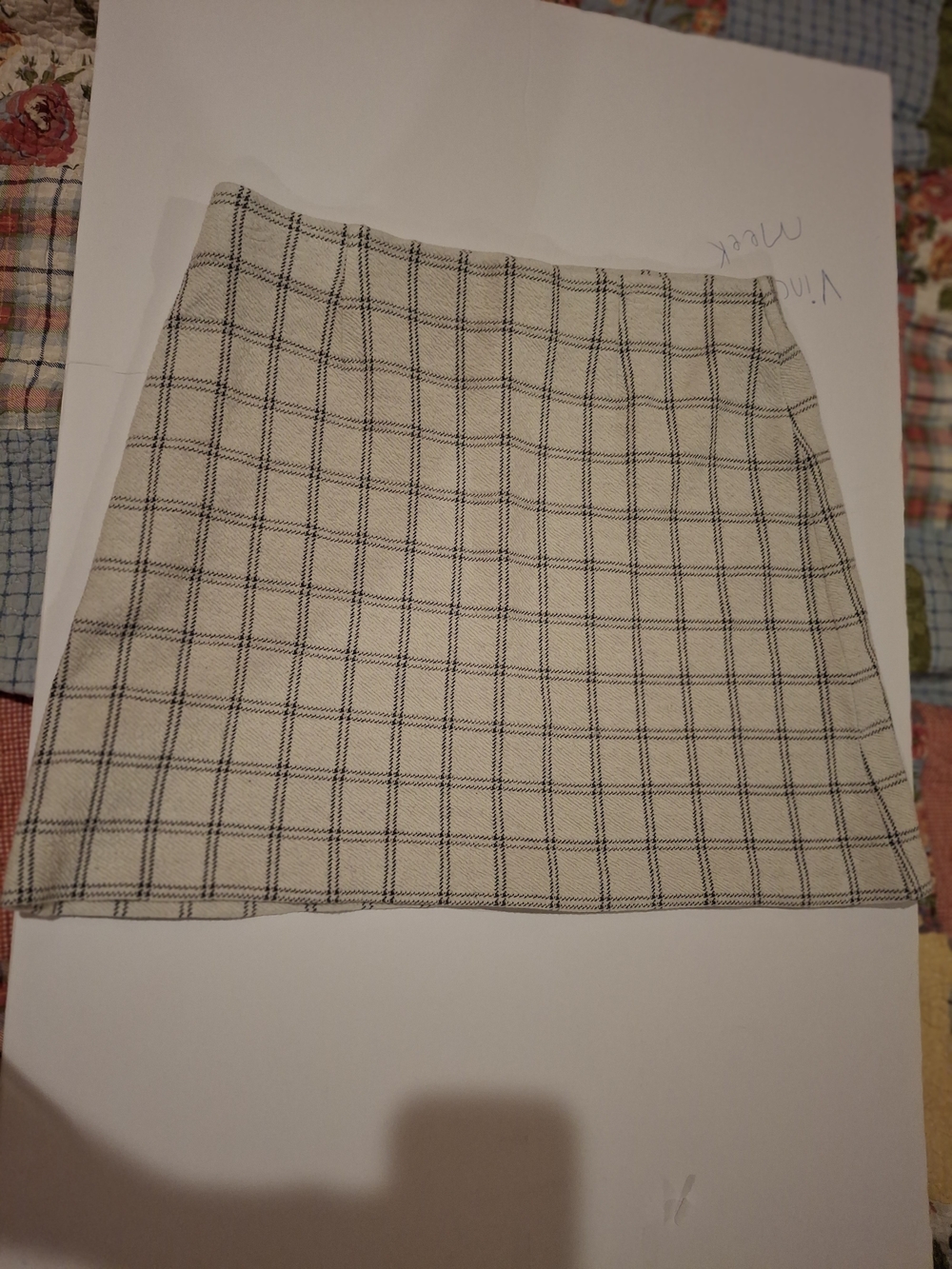 J. Jill Cream Mini Skirt with Black Windowpane Plaid